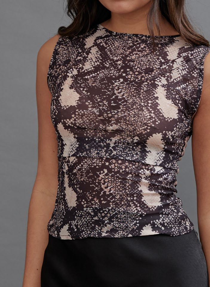 4th & Reckless Sleeveless Snakeskin Mesh Top