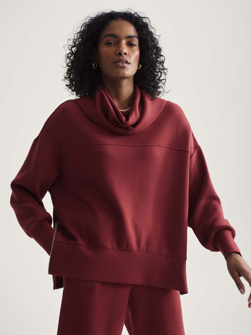 Varley Priya Longline Sweatshirt in Russett Brown Varley