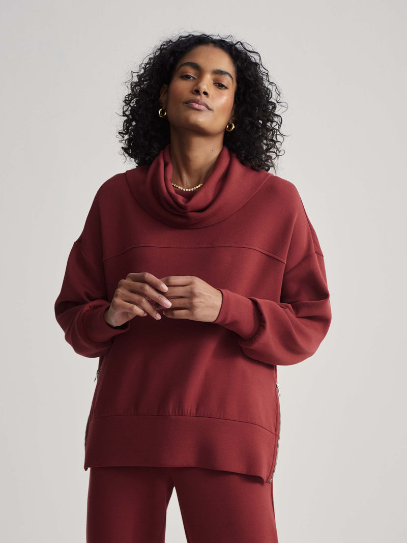 Varley Priya Longline Sweatshirt in Russett Brown