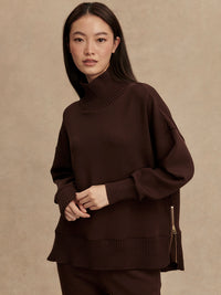 VARLEY Barker High Neck Sweatshirt in Coffee Bean Varley
