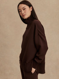 VARLEY Barker High Neck Sweatshirt in Coffee Bean Varley