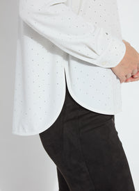 LYSSE Crystal Embellished Parker Shirt in Ice LYSSE