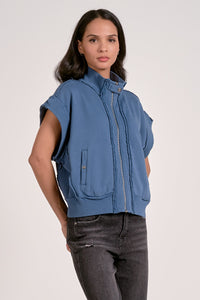 ELAN Sleeveless Zip-Up Vest in Blue Elan