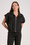 ELAN Sleeveless Zip-up Vest in Black Elan