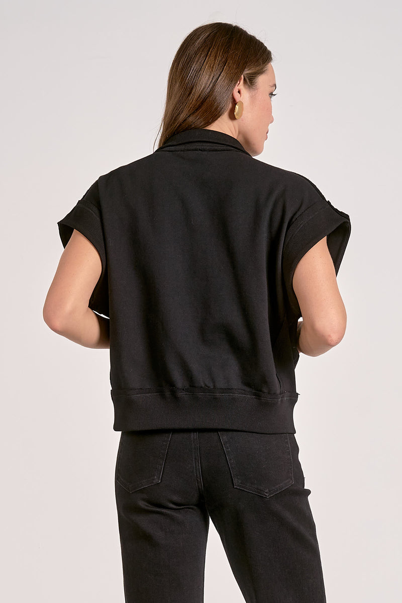 ELAN Sleeveless Zip-up Vest in Black Elan