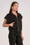ELAN Sleeveless Zip-up Vest in Black Elan