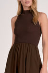 ELAN Ribbed Halter Midi Dress in Cocoa Elan
