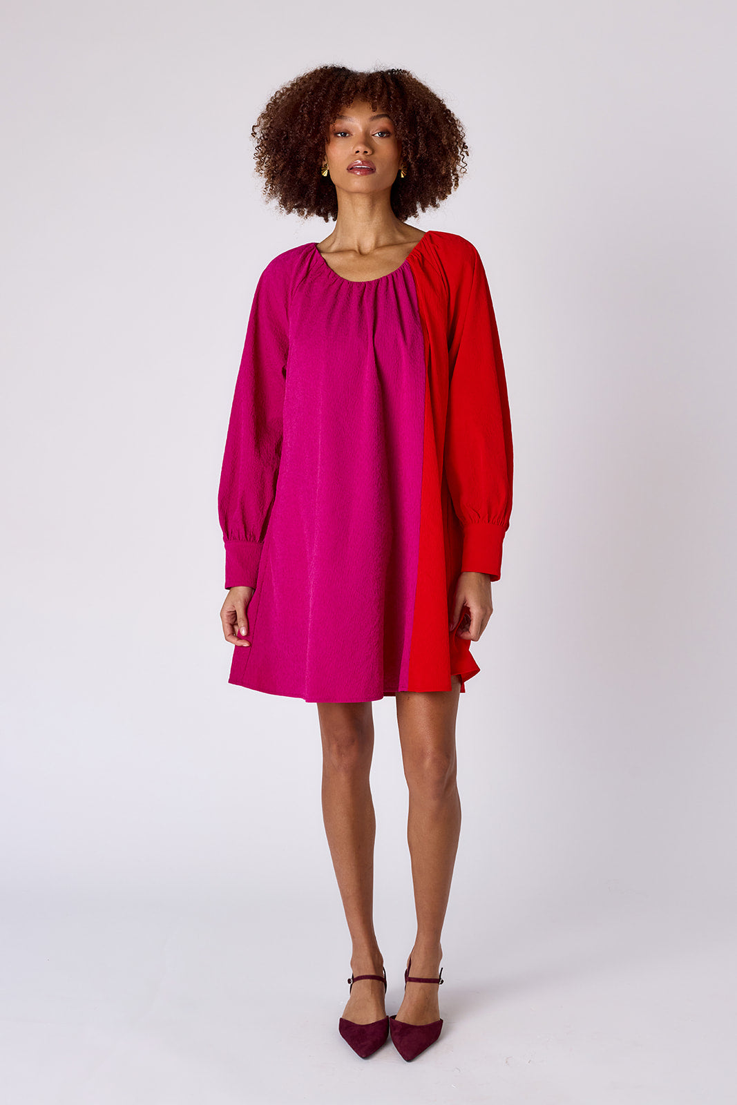 CROSBY Bentley Dress in Sangria Colorblock