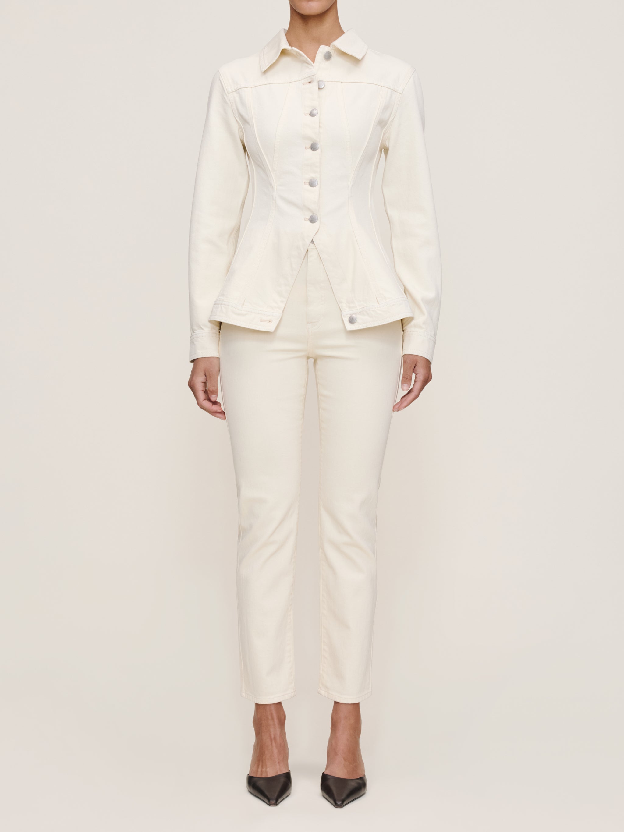 DL1961 Peplum Jacket in Ecru