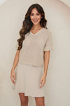 MILIO MILANO Mesh V-Neck in Earth Beige