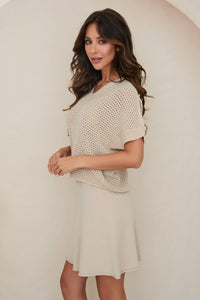 MILIO MILANO Mesh V-Neck in Earth Beige