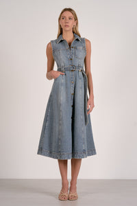 ELAN Denim Sleeveless Midi Dress