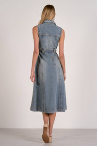 ELAN Denim Sleeveless Midi Dress