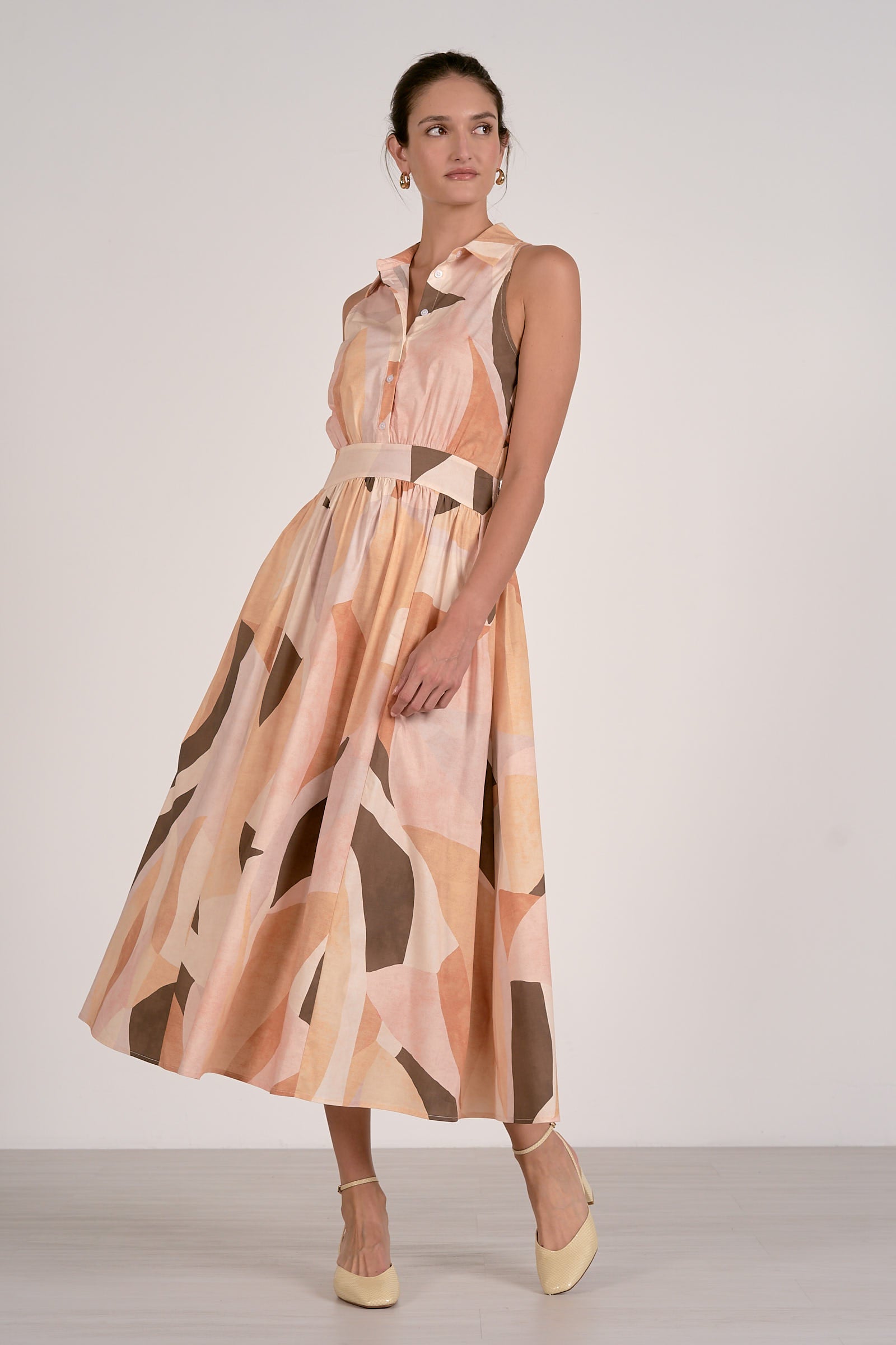 ELAN Prism Midi Dress in Neutral Peach