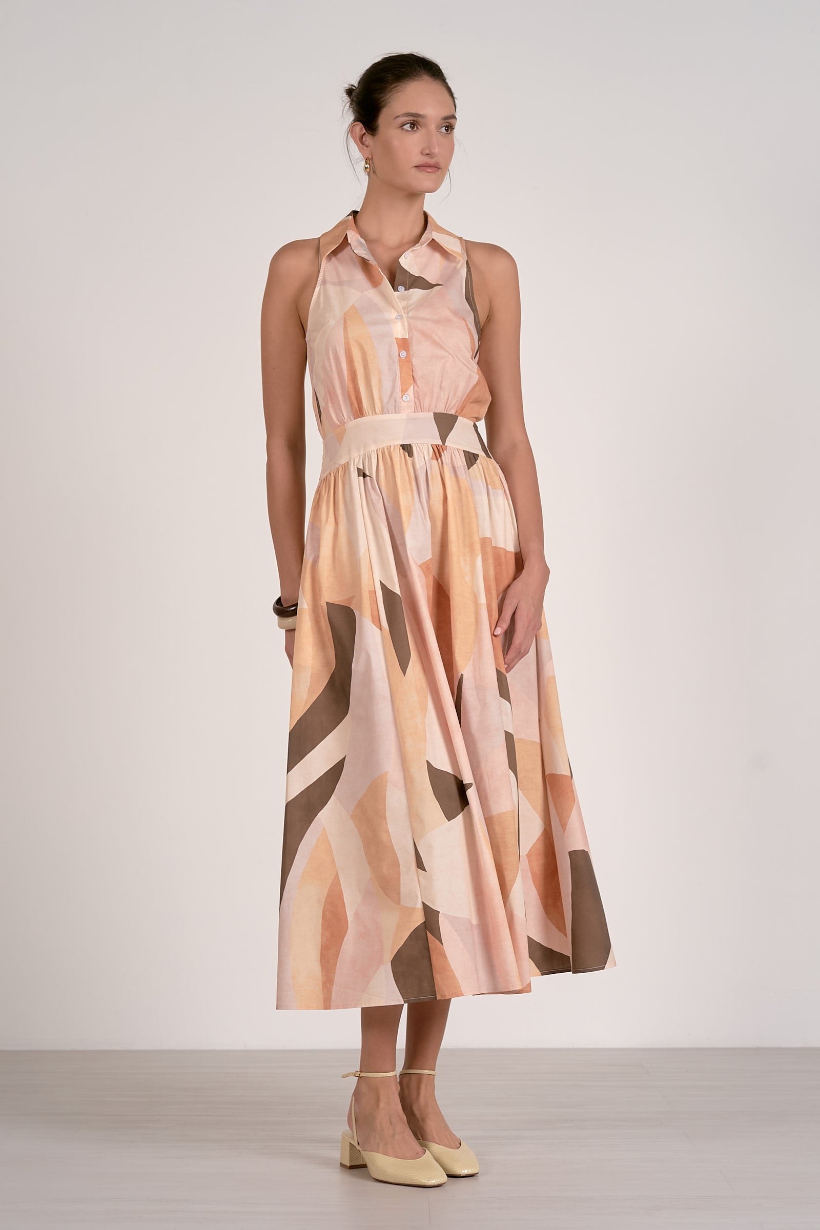 ELAN Prism Midi Dress in Neutral Peach