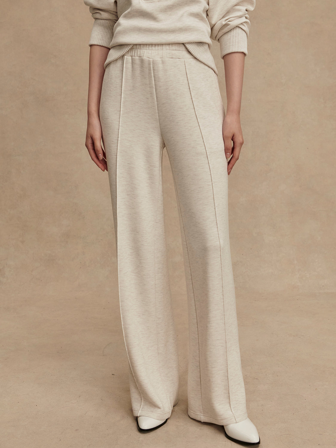 Varley Wide Leg Pant in Ivory Marl