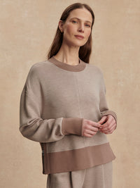 Varley Philippe Crop Sweat in Taupe/ Gingersnap
