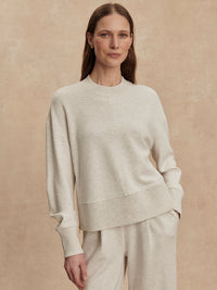 Varley Philippe Crop Sweat in Ivory Marl