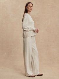 Varley Philippe Crop Sweat in Ivory Marl