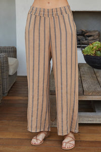 MM STRIPE WIDE LEG LINEN PANT