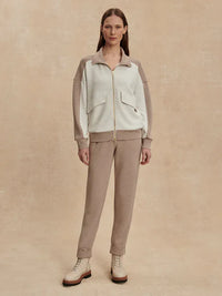VARLEY Garcia 2 Tone Sweat - Ivory Marl/Taupe Marl
