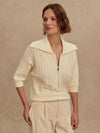 VARLEY Arney Half Zip Knit Polo in Egret Varley