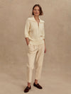 VARLEY Arney Half Zip Knit Polo in Egret Varley