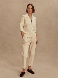 VARLEY Arney Half Zip Knit Polo in Egret Varley