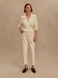 VARLEY Arney Half Zip Knit Polo in Egret Varley
