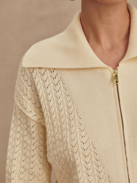 VARLEY Arney Half Zip Knit Polo in Egret Varley