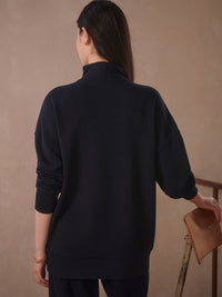VARLEY Masie Longline Sweat in Navy Varley