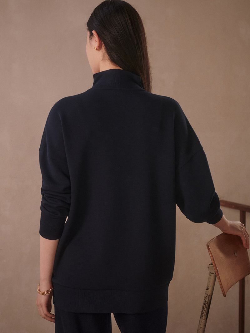 VARLEY Masie Longline Sweat in Navy Varley