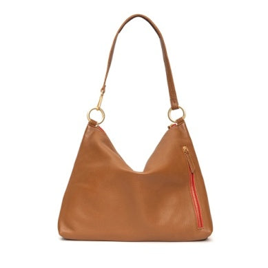 Kyle Bag Large in Mahogany Pebble/Brushed Gold Red Zip