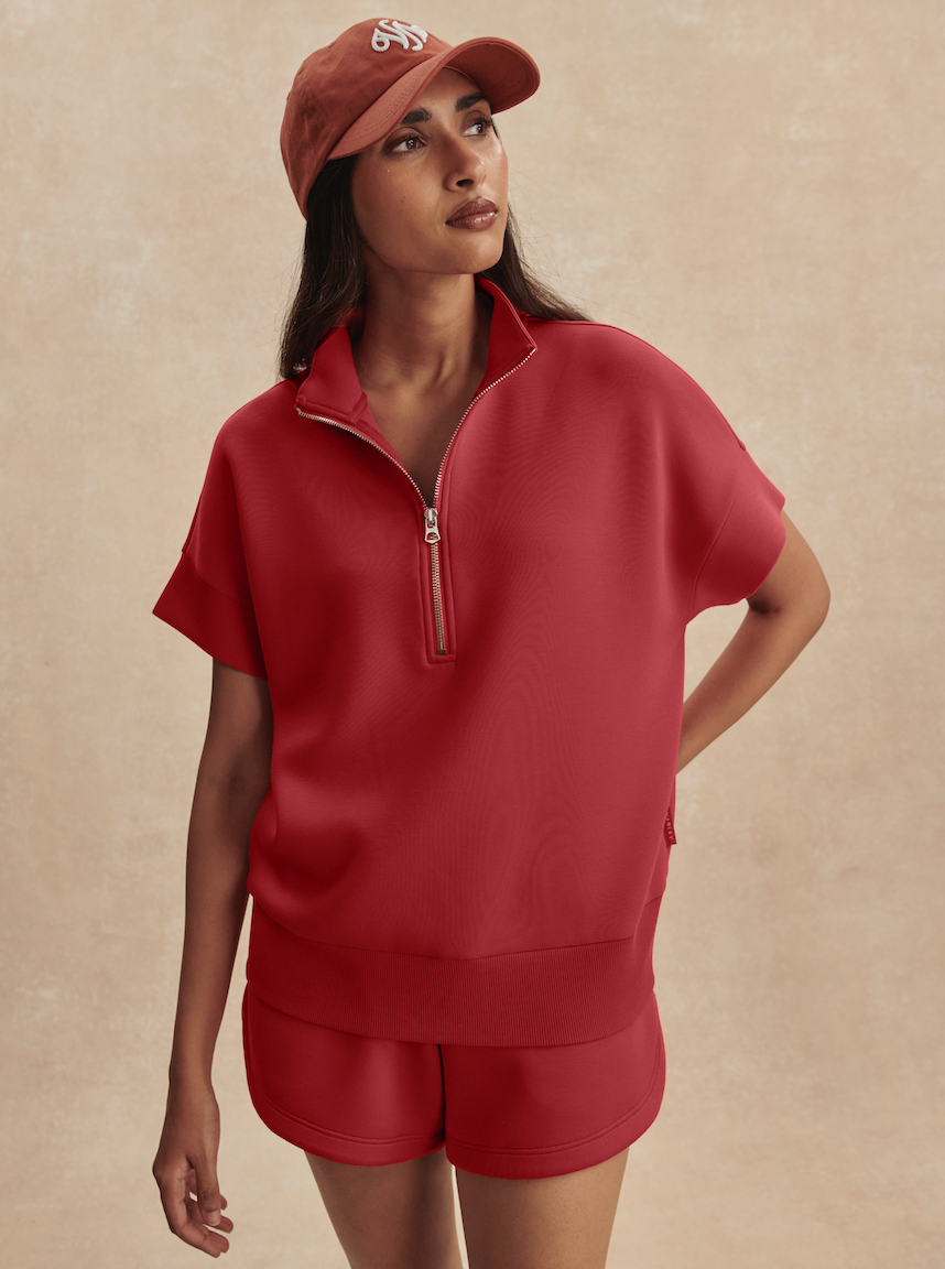 VARLEY Ritchie Short Sleeve Sweat in Raspberry