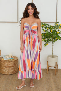MILIO MILANO AZTEC PRINT BANDEAU SLEEVELES TUBE DRESS