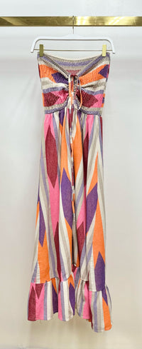 MILIO MILANO AZTEC PRINT BANDEAU SLEEVELES TUBE DRESS