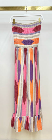 MILIO MILANO AZTEC PRINT BANDEAU SLEEVELES TUBE DRESS