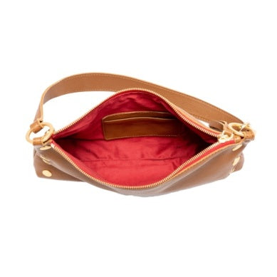 Kyle Bag in Mahogany Pebble/Brushed Gold Red Zip