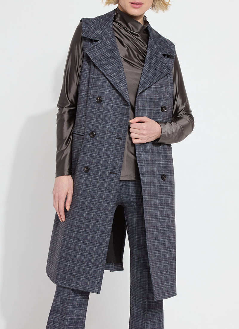 Cameron Sleeveless Coat in Wall Street Plaid LYSSE