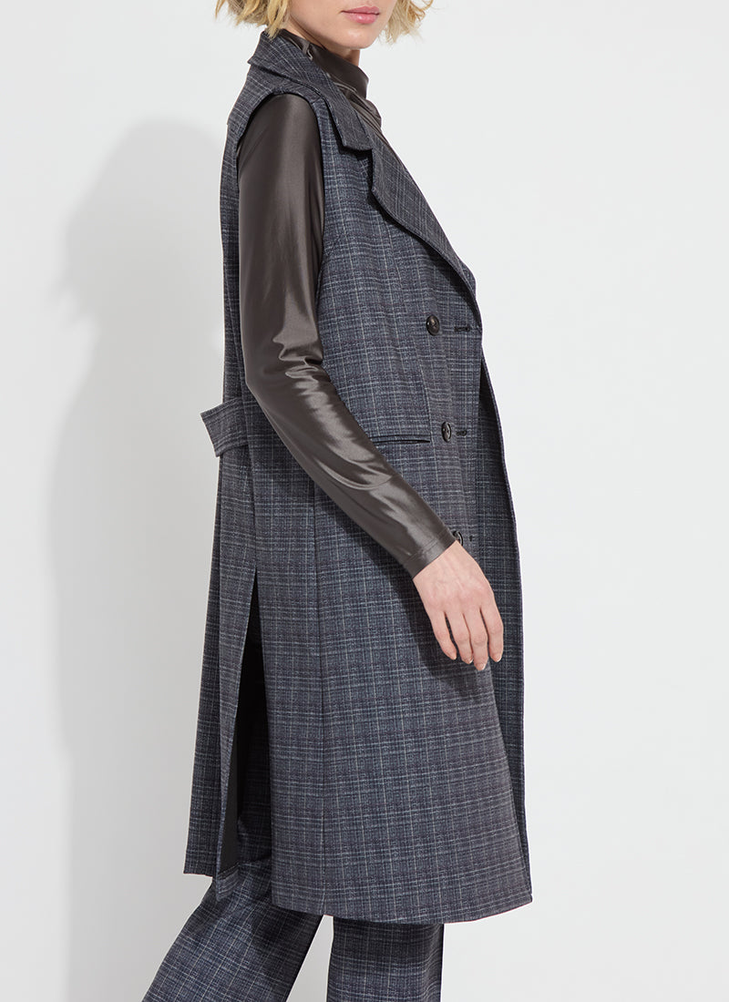 Cameron Sleeveless Coat in Wall Street Plaid LYSSE