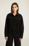 MAVI Jenna Fringed Denim Jacket in Black