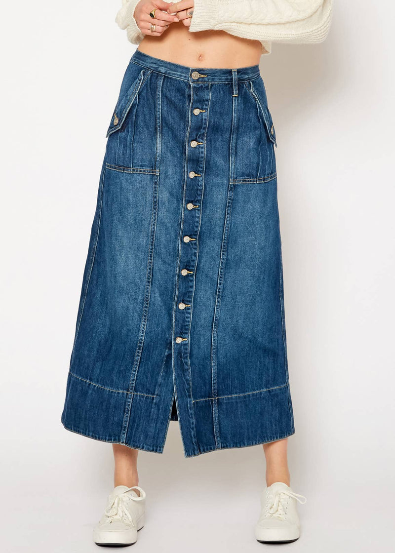 Rachel Utility Maxi Skirt in Irvin Noend Denim