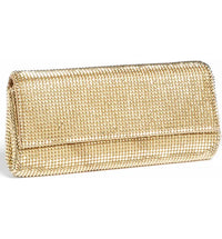 Whiting & Davis Pyramid Mesh Clutch Gold Handbags Whiting & Davis