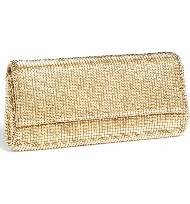Whiting & Davis Pyramid Mesh Clutch Gold Handbags Whiting & Davis