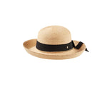 Helen Kaminski Newport SB Raffia Hat with Black Grosgrain