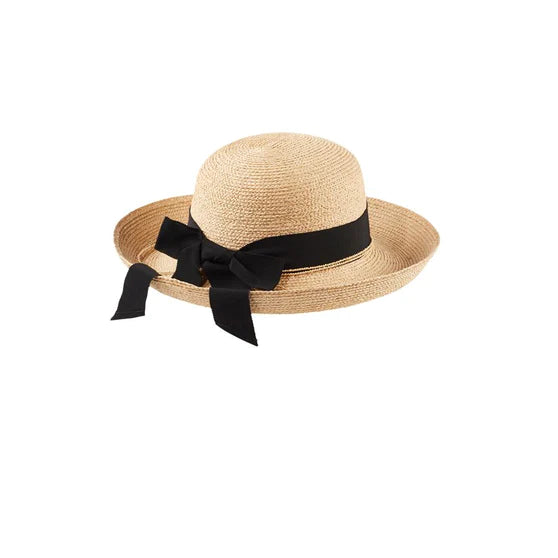 Helen Kaminski Newport SB Raffia Hat with Black Grosgrain Hats Helen Kaminski