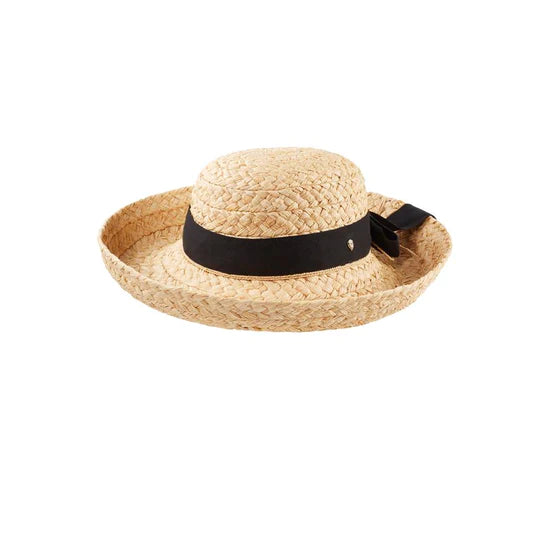 Helen Kaminski Classic 5 Raffia Hat with Black Grosgrain SPRING