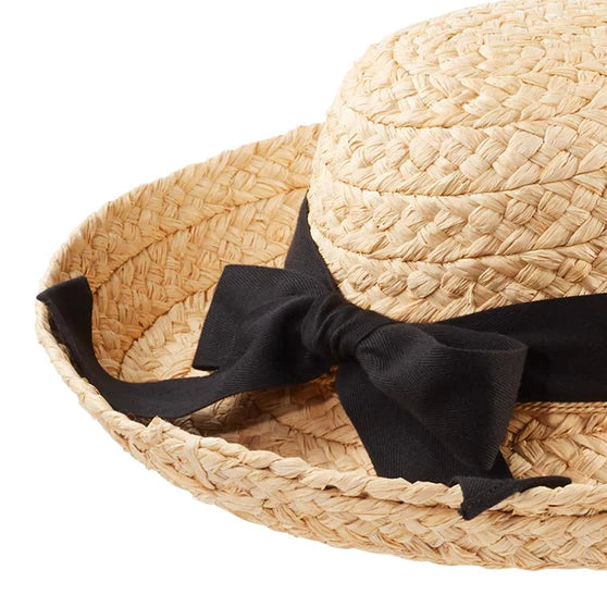 Helen Kaminski Classic 5 Raffia Hat with Black Grosgrain