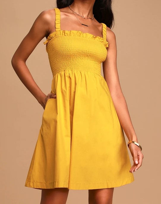 Sunny Day Yellow Cotton Dress Dress SPRING FROST Boutique