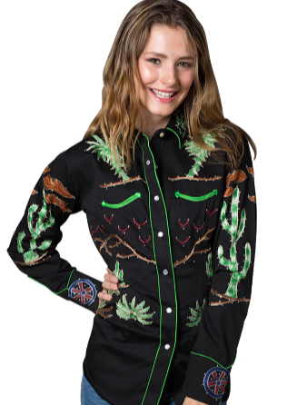 Rockmount Ranch Wear Women's Vintage Wagon Western Shirt Top Rockmount Ranch Wear